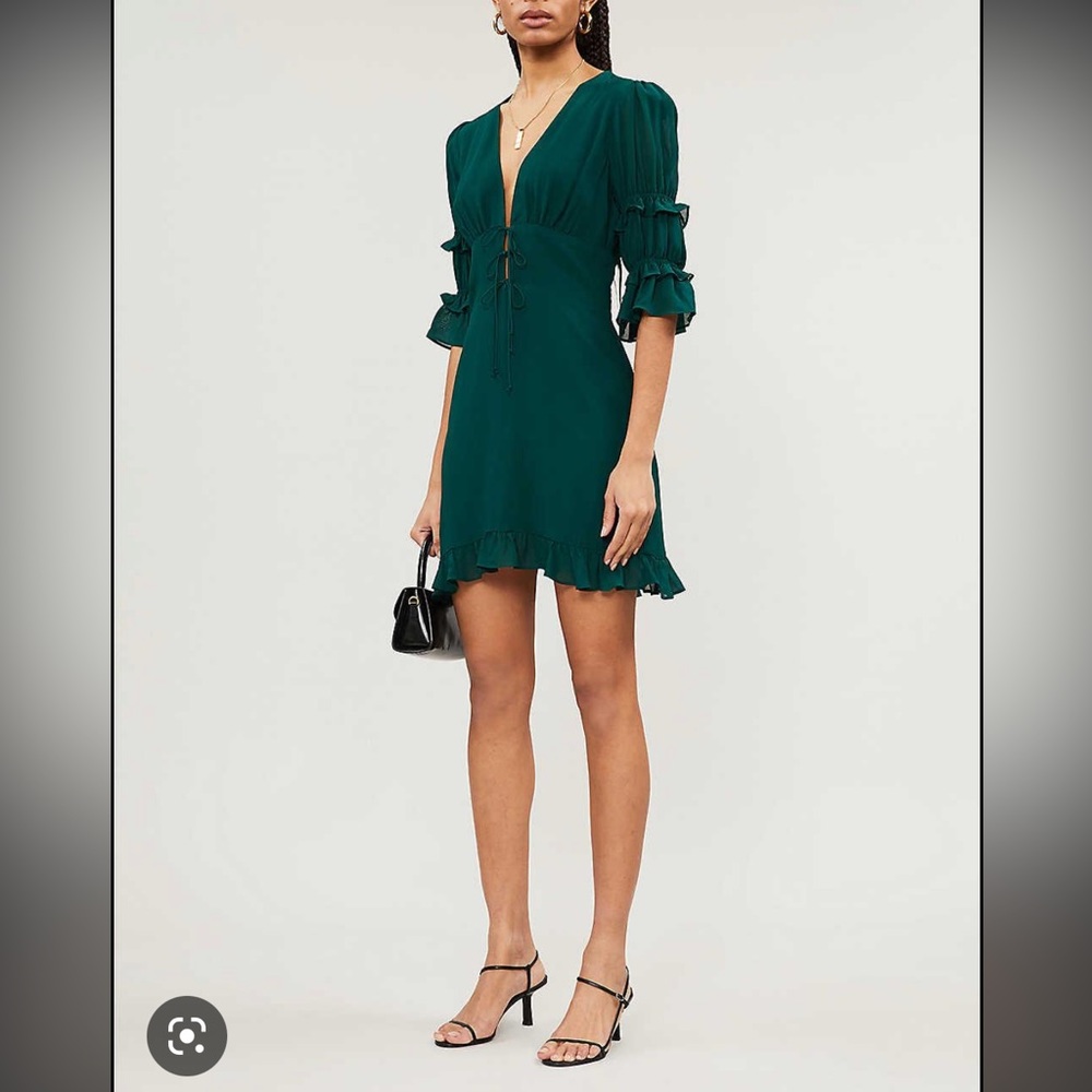 NWT Reformation Laurelei Emerald Mini Dress - Picture 2 of 13